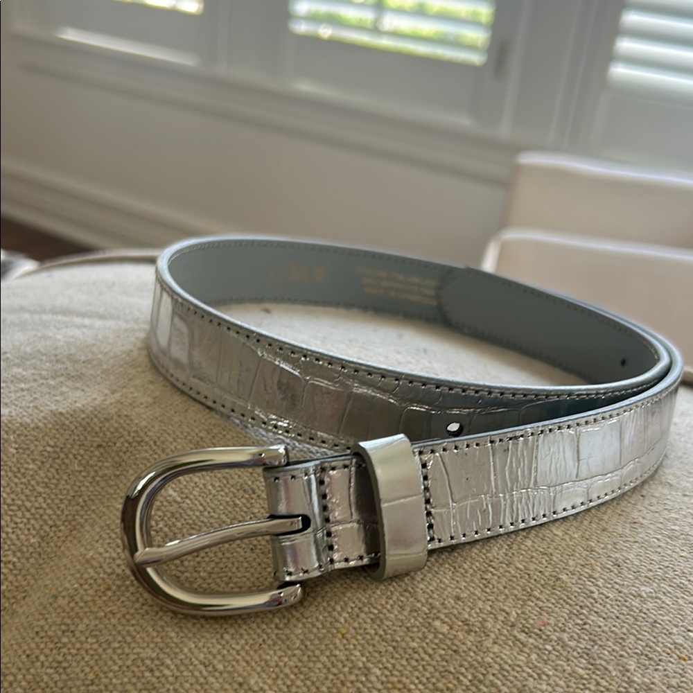 J. Crew Silver Belt with Classic Buckle